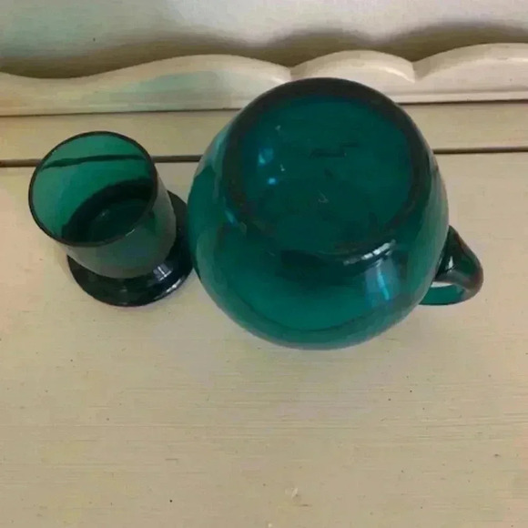 Vintage Teal Glass Bedside Pitcher Set - Picture 4 of 4